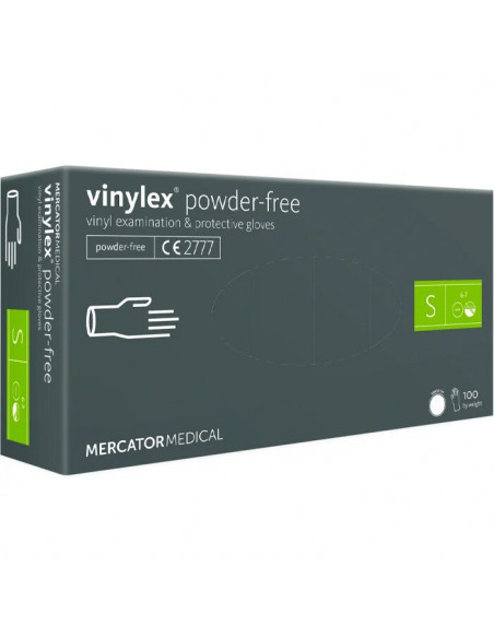 Виниловые перчатки Mercator Vinlylex Powder-free - неопудренные, размер S, белые 100 шт.