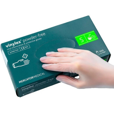 Виниловые перчатки Mercator Vinlylex Powder-free - неопудренные, размер S, белые 100 шт. 2