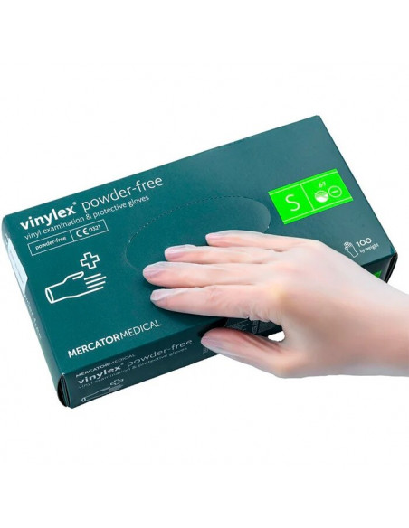 Виниловые перчатки Mercator Vinlylex Powder-free - неопудренные, размер S, белые 100 шт.